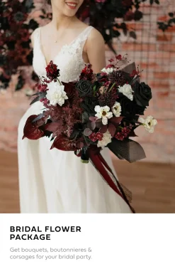 Bridal Flower Package in Moody Burgundy & Black
