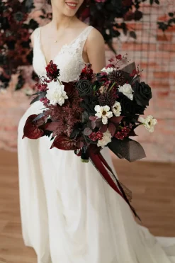 Bridal Flower Package in Moody Burgundy & Black