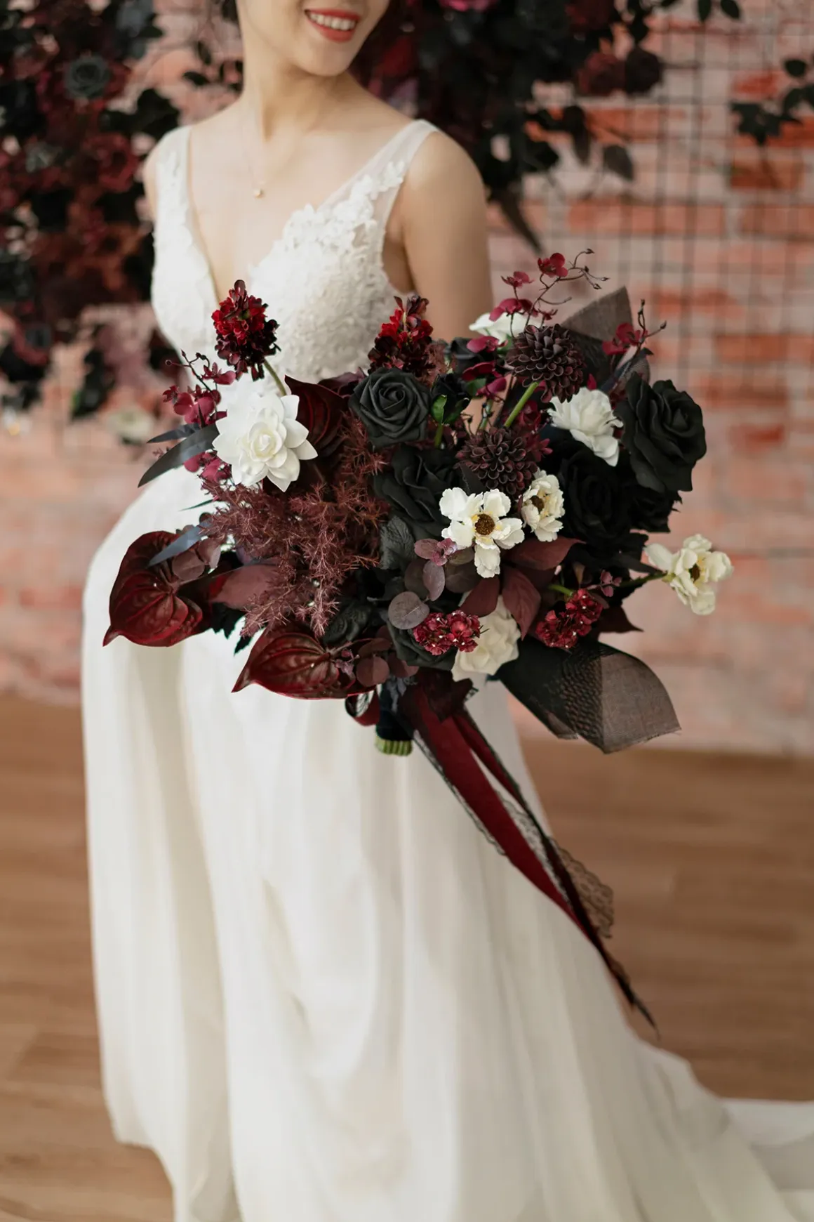 Bridal Flower Package in Moody Burgundy & Black