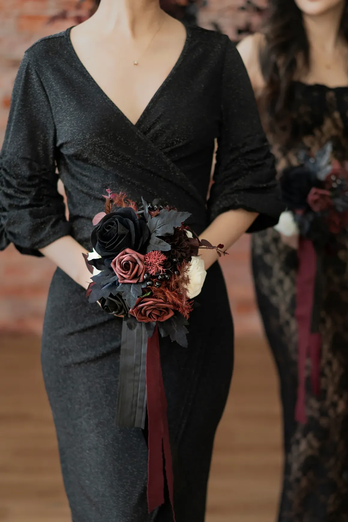Bridal Flower Package in Moody Burgundy & Black