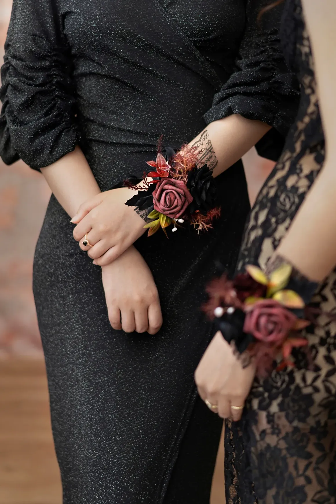 Bridal Flower Package in Moody Burgundy & Black