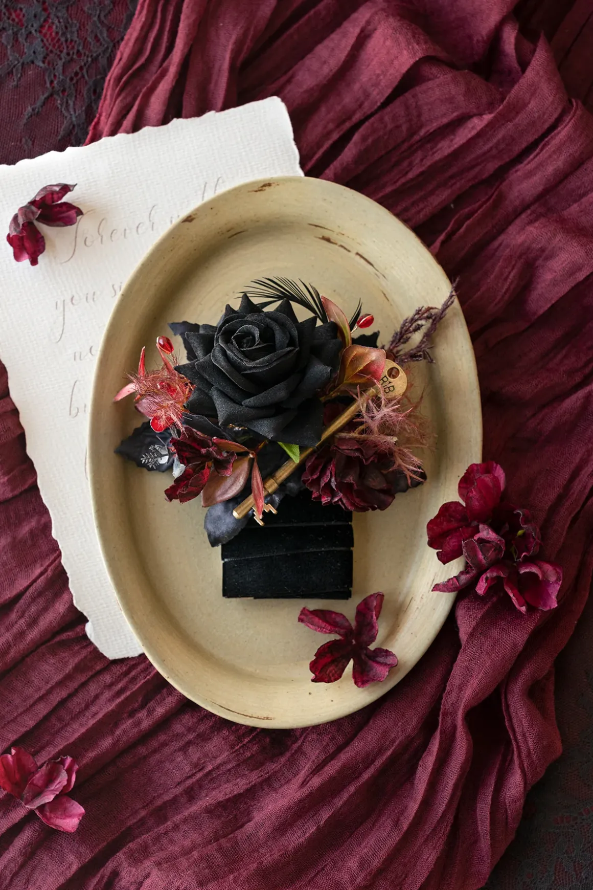 Bridal Flower Package in Moody Burgundy & Black