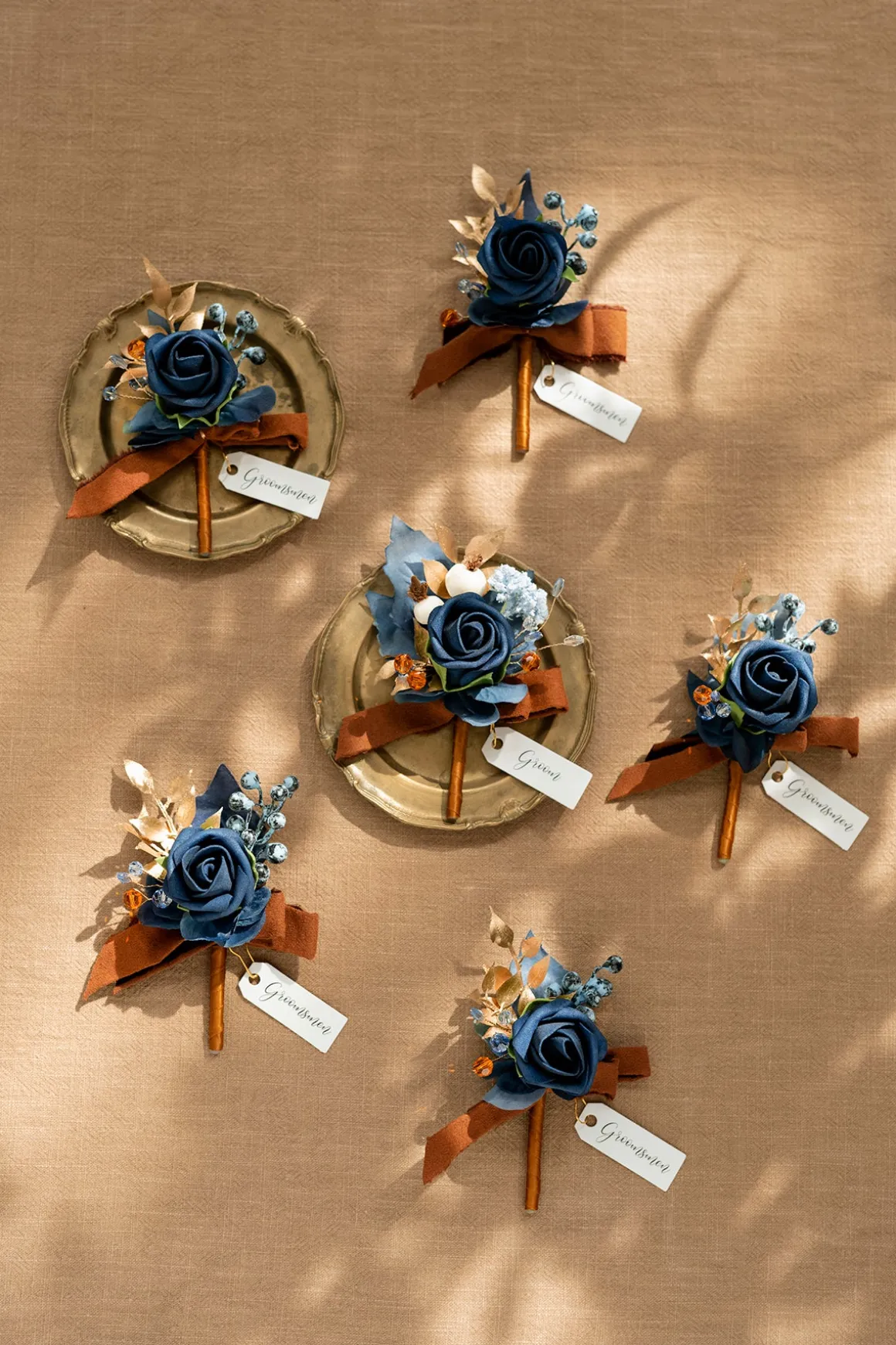 Bridal Flower Package in Russet Orange & Denim Blue