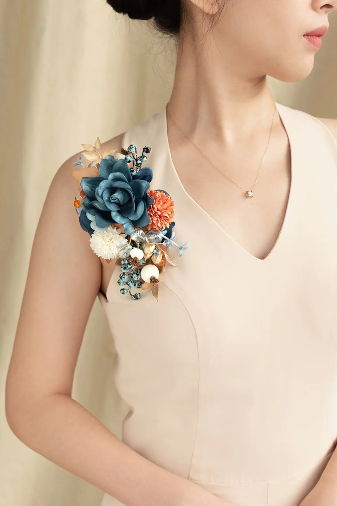 Bridal Flower Package in Russet Orange & Denim Blue