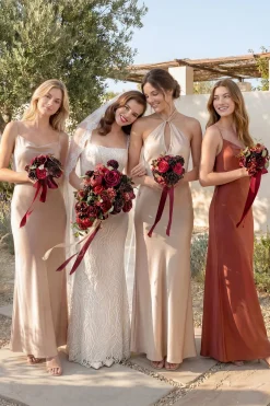 Bridesmaid Bouquet in Burgundy & Black Baccara (Set of 1)