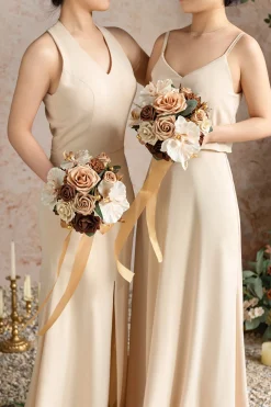 Bridesmaid Bouquet in Caramel & Walnut Brown