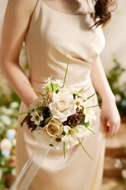 Bridesmaid Bouquet in Earth Brown & Tawny Beige | Clearance