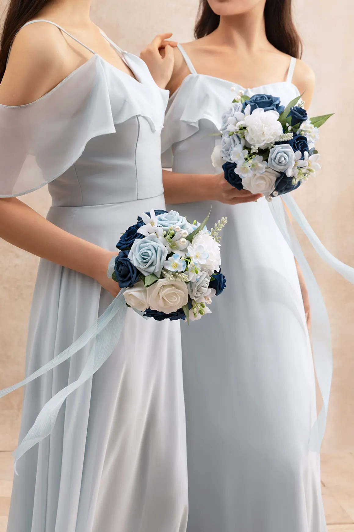 Bridesmaid Bouquet in Navy Blue & Cream | Clearance