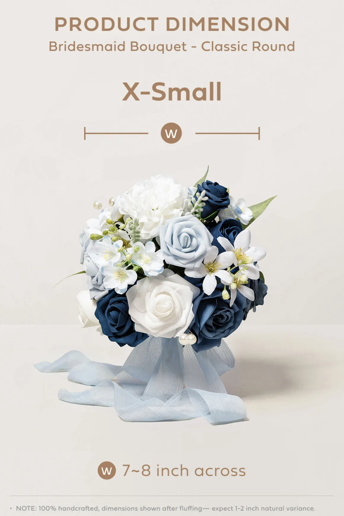 Bridesmaid Bouquet in Navy Blue & Cream | Clearance