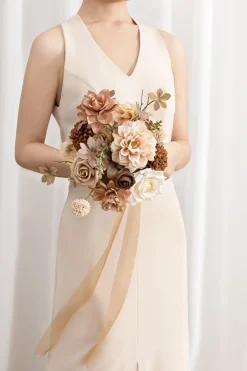 Bridesmaid Bouquet in Organic Sand Beige Elegance