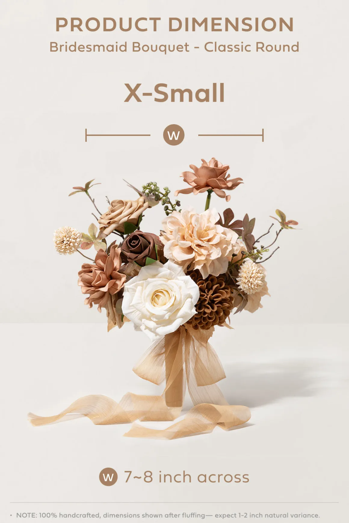 Bridesmaid Bouquet in Organic Sand Beige Elegance