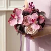 Bridesmaid Bouquet in Plum Velvet Wedding (Set of 4) | Clearance