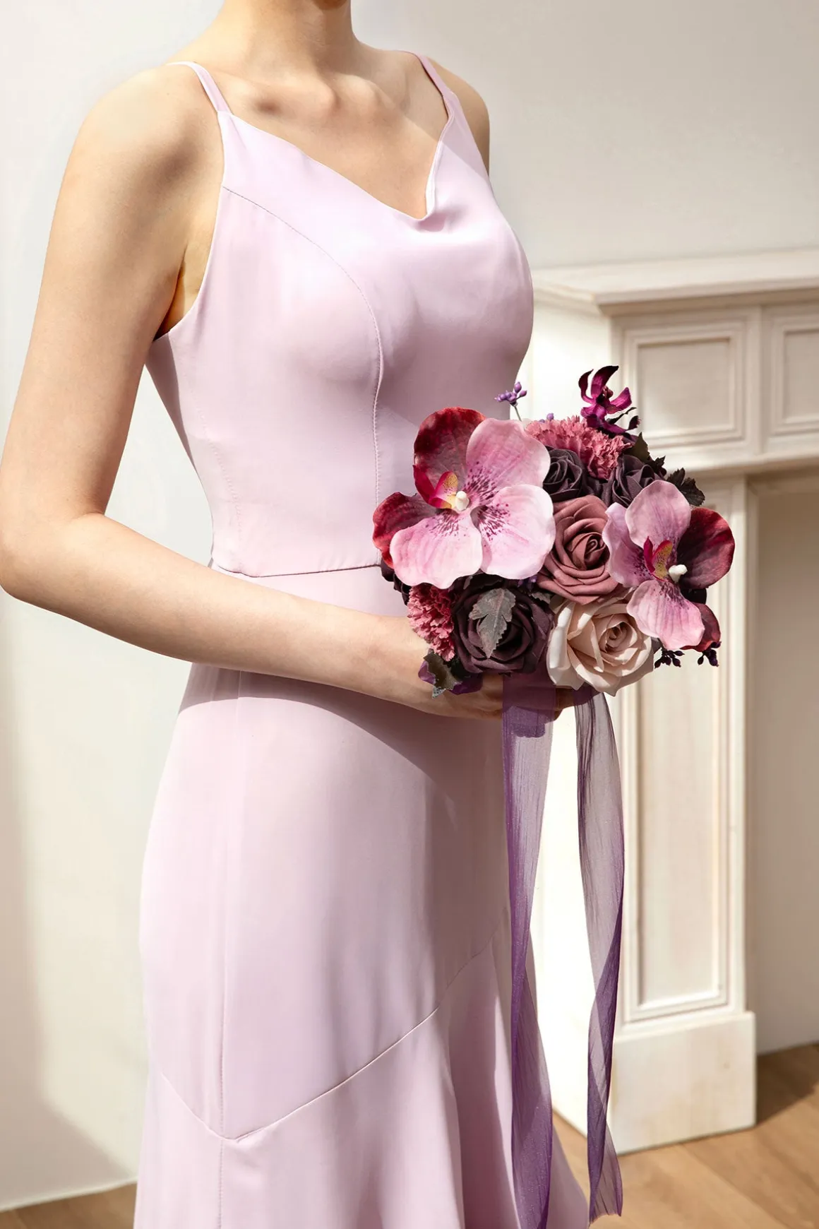 Bridesmaid Bouquet in Plum Velvet Wedding