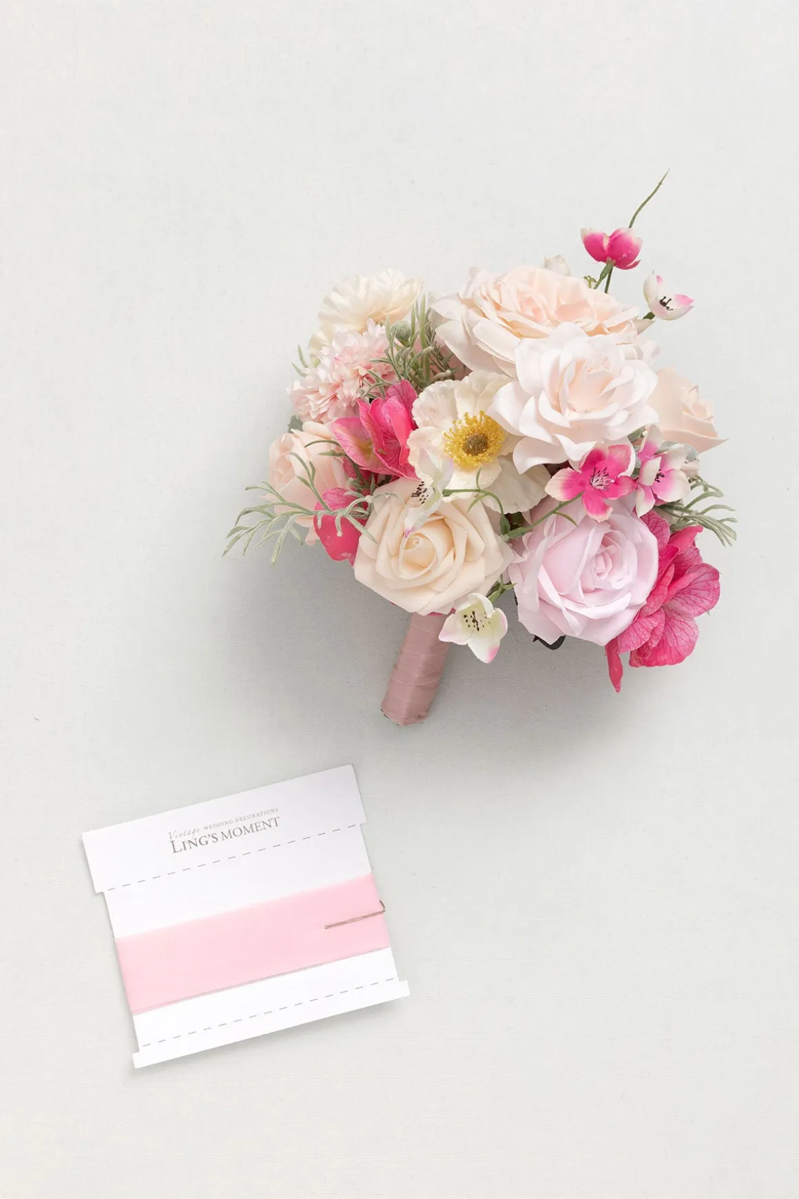 Bridesmaid Bouquet in Powder Pink & Berry Pink & Cream