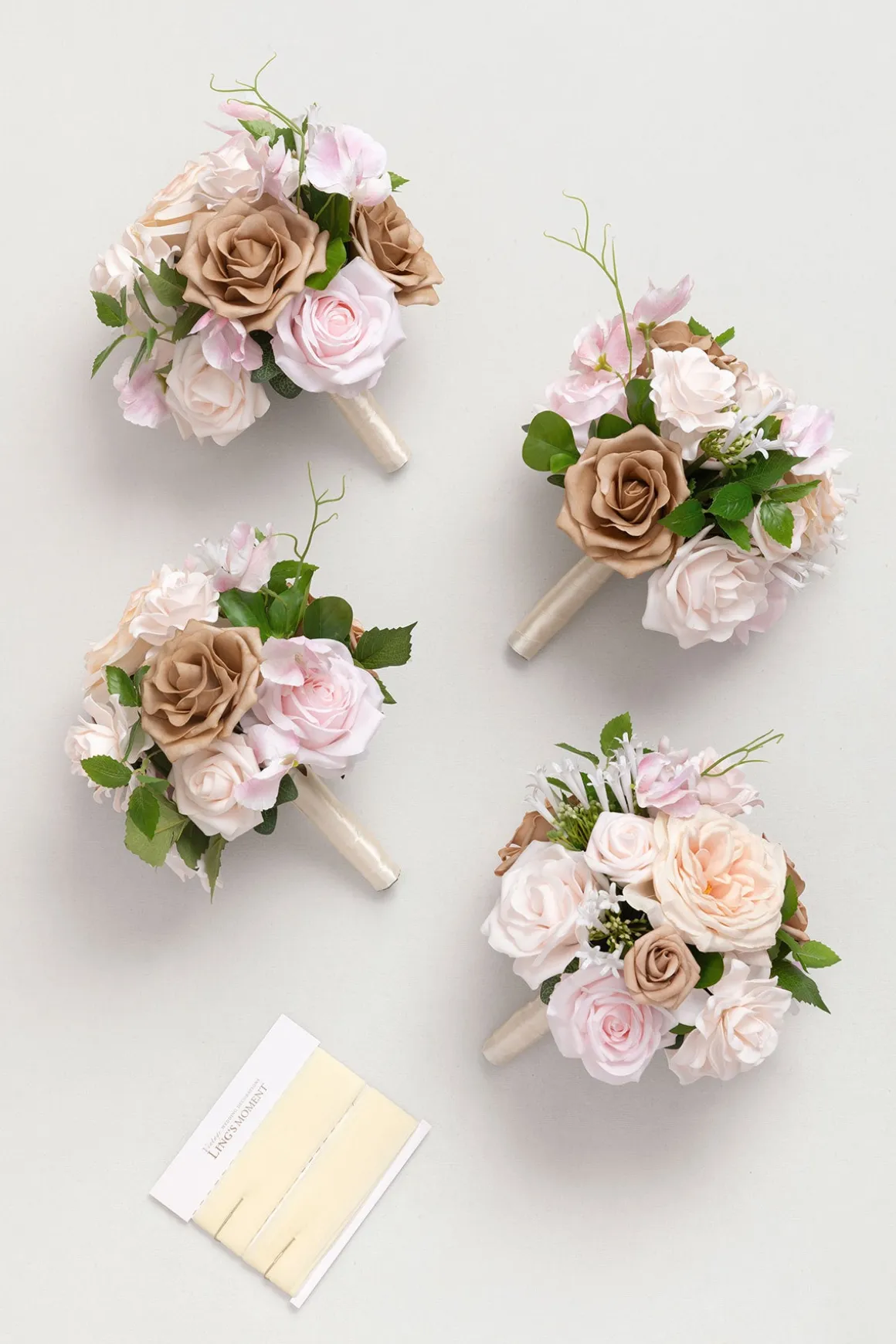 Bridesmaid Bouquet in Powder Pink & Sand Beige (Set of 4)