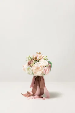 Bridesmaid Bouquets in Dusty Rose & Cream - 7" Round (Set of 4)