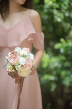 Bridesmaid Bouquets in Dusty Rose & Cream - 7