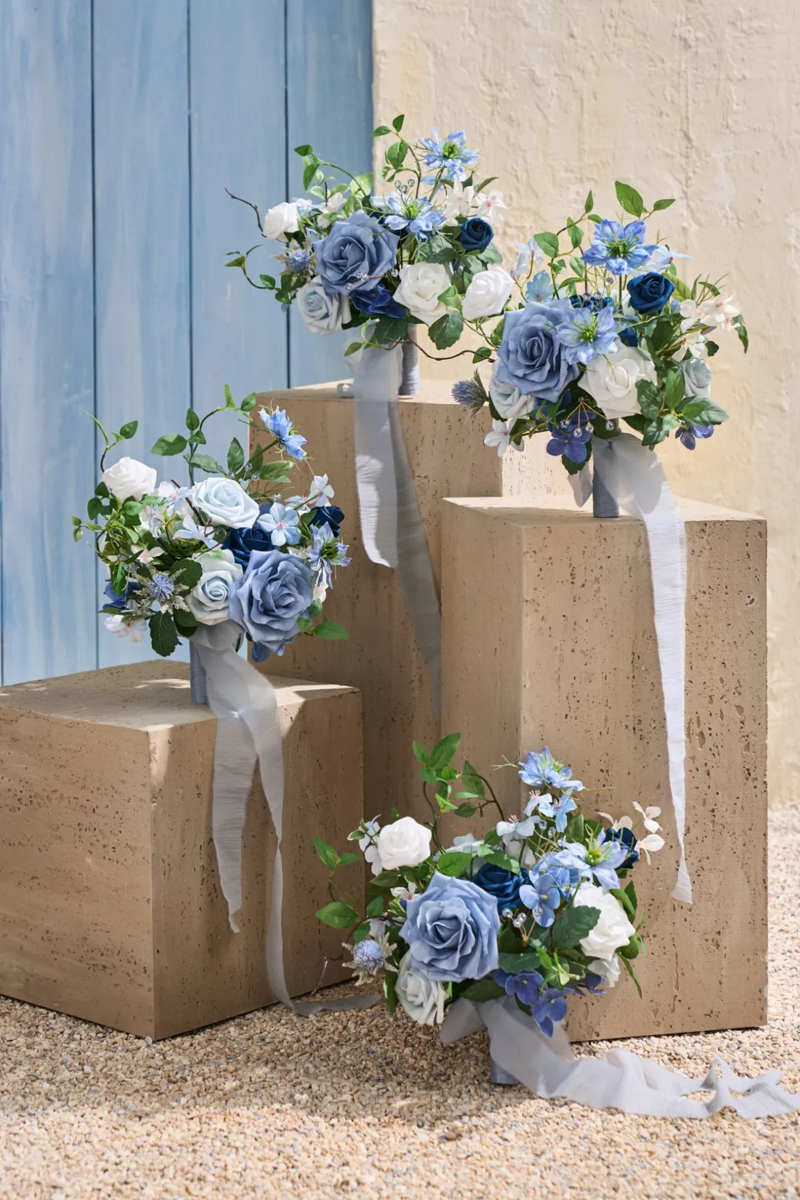 Bridesmaid Bouquets in Timeless French Blue & White | Clearance