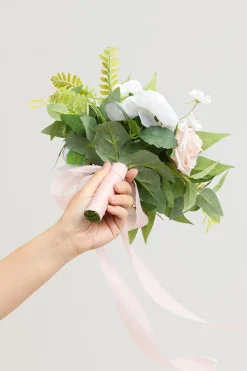 7" Bridesmaid Posy in Blush & White (Set of 6 )
