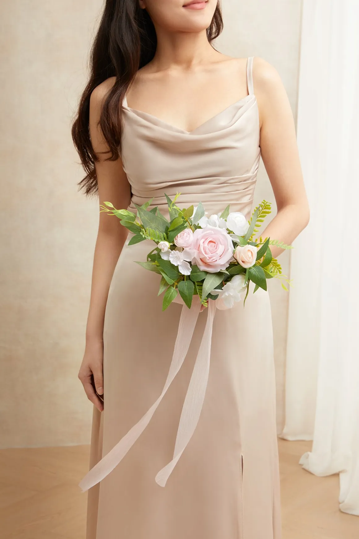 7" Bridesmaid Posy in Blush & White (Set of 6 )