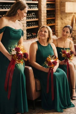 7" Bridesmaid Posy in Burgundy & Burnt Orange (Set of 6)