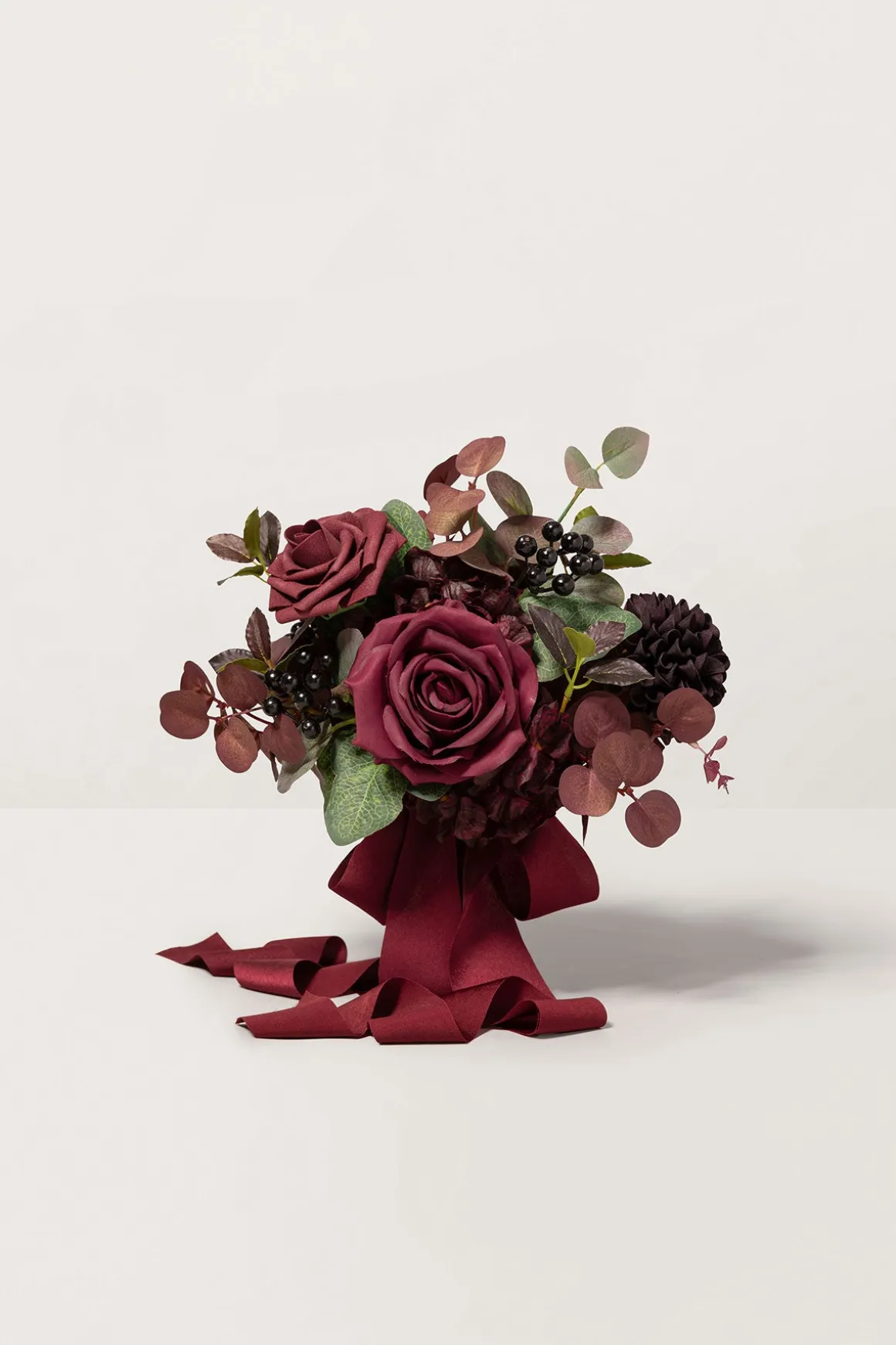 7" Bridesmaid Posy in Burgundy & Black Baccara (Set of 6 )