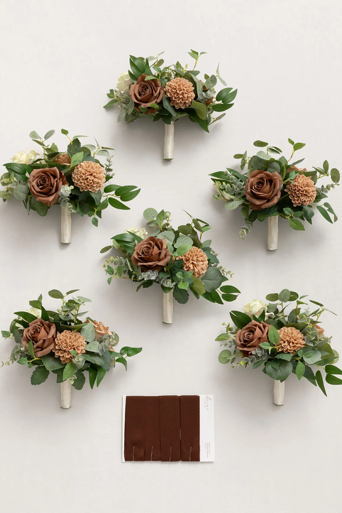 7" Bridesmaid Posy in Earth Brown & Sand Beige (Set of 6 )