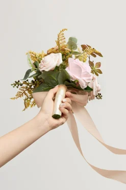 Bridesmaid Posy in Powder Pink & Olive Green (Set of 1) | Clearance