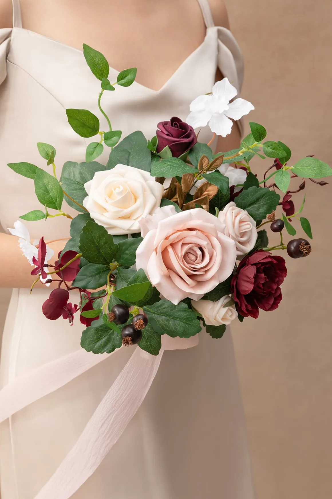 7" Bridesmaid Posy in Romantic Marsala (Set of 6 )