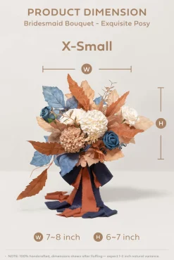 Bridesmaid Posy in Russet Orange & Denim Blue | Clearance