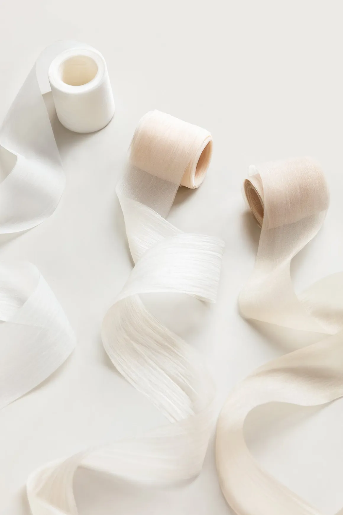 Brown & White & Almond Chiffon Ribbons 1.5" w x 6 Yards (Set of 3) | Clearance