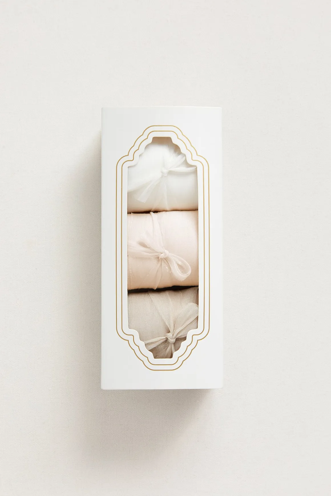 Brown & White & Almond Chiffon Ribbons 1.5" w x 6 Yards (Set of 3) | Clearance