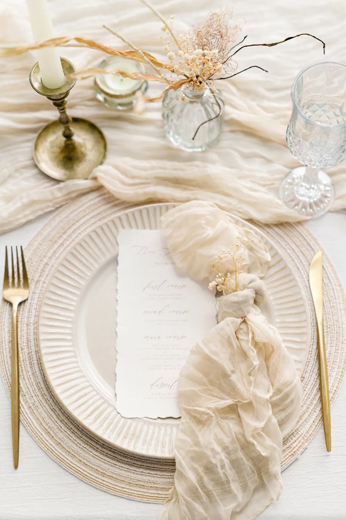 Cheesecloth Napkins & Table Runner Set for Reception