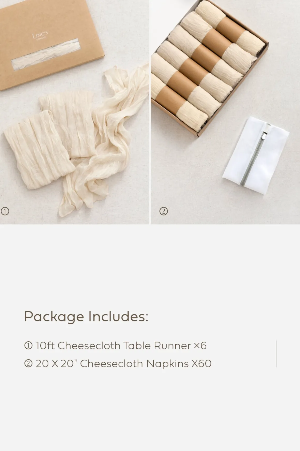 Cheesecloth Napkins & Table Runner Set for Reception