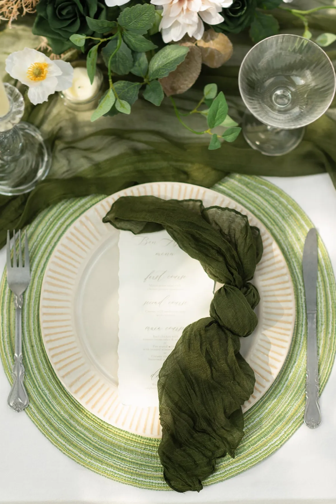 Cheesecloth Napkins & Table Runner Set for Reception