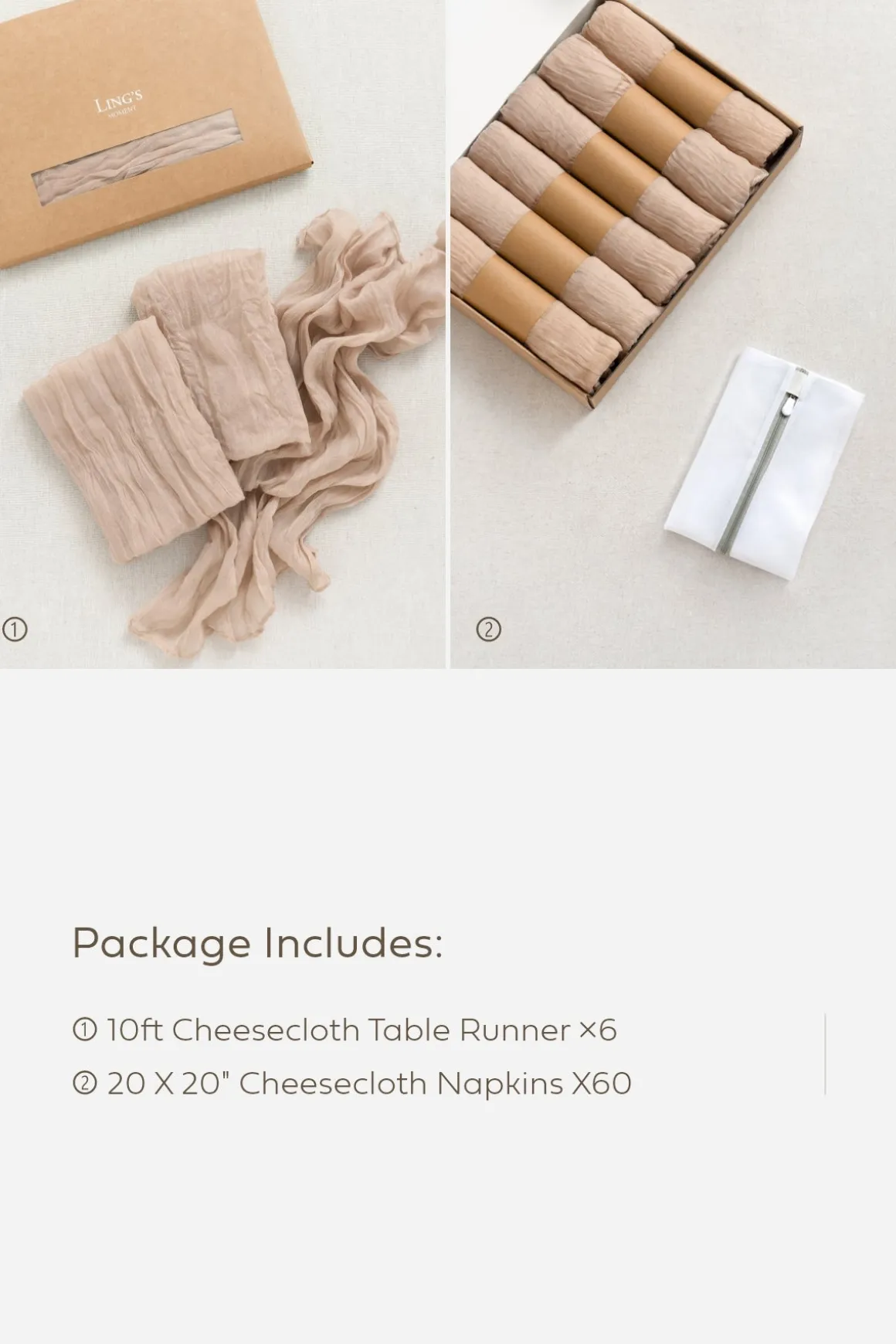 Cheesecloth Napkins & Table Runner Set for Reception