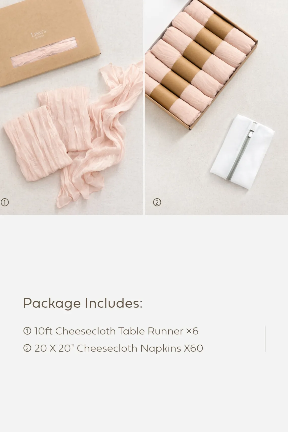 Cheesecloth Napkins & Table Runner Set for Reception