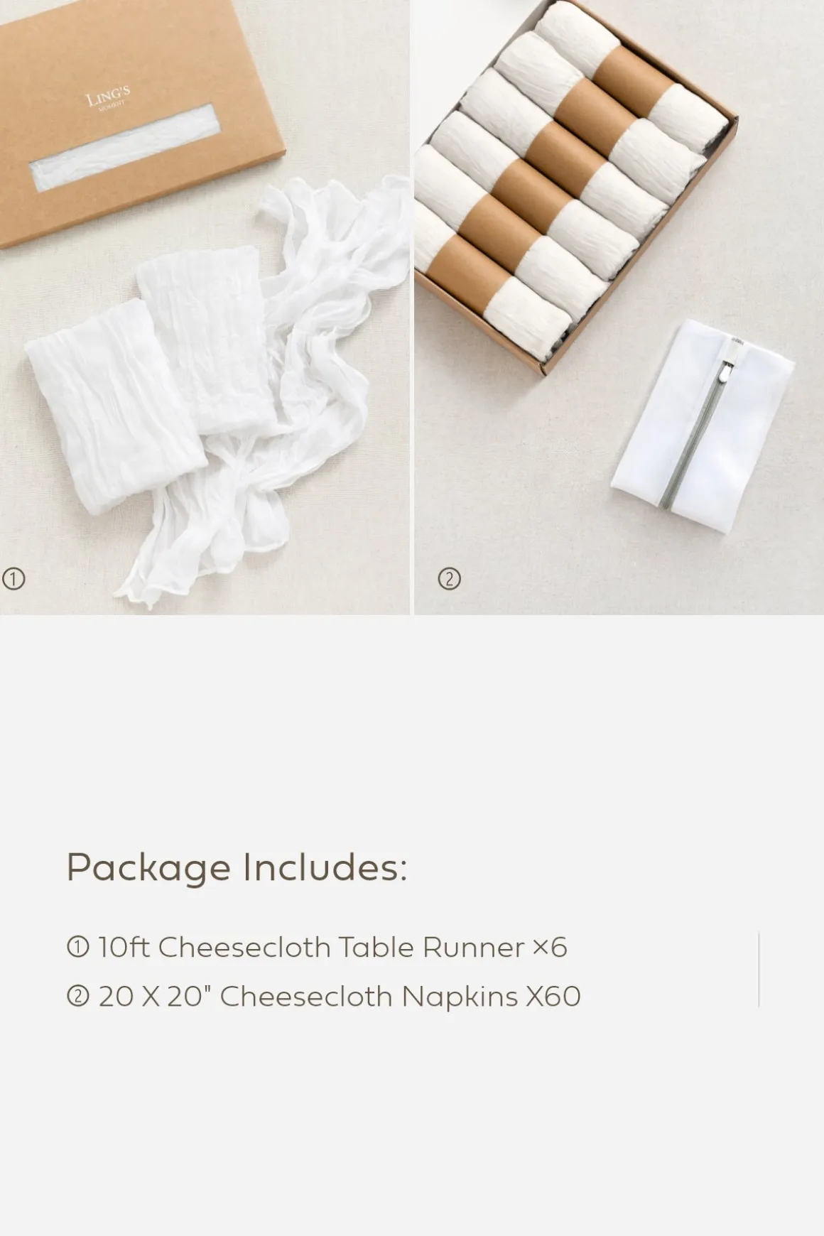 Cheesecloth Napkins & Table Runner Set for Reception