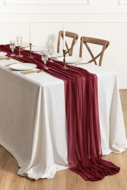 Cheesecloth Table Runner - Burgundy（10ft） | Clearance