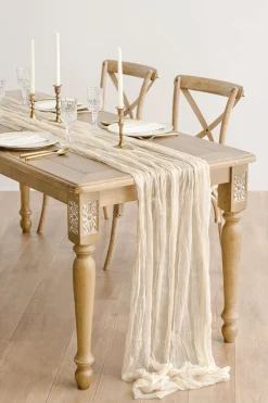 Cheesecloth Table Runner in Ivory