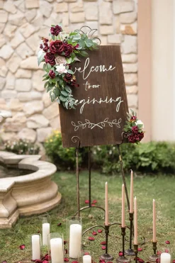 Combo Set Flower Sign Decor in Romantic Marsala | Clearance