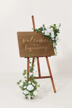 Deluxe Combo Set Flower Sign Decor in White & Sage