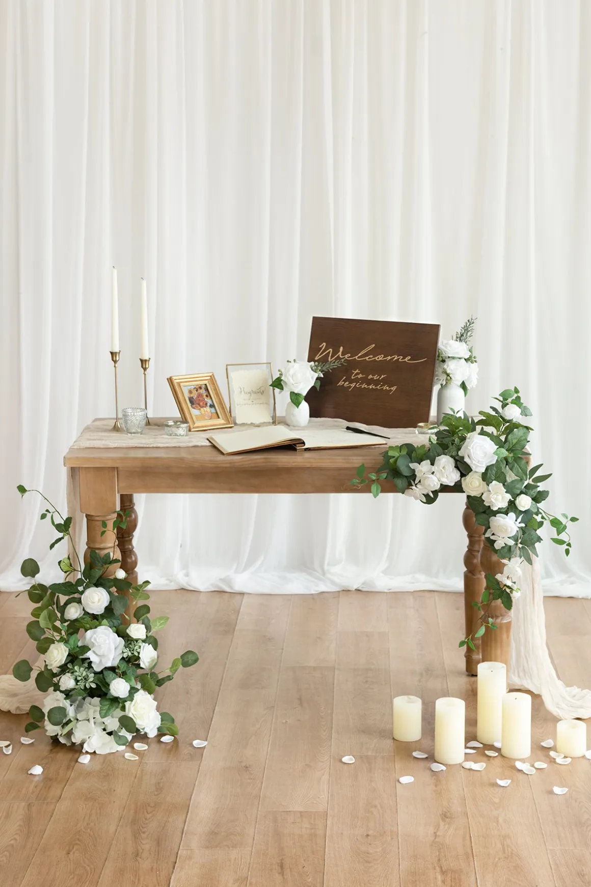Deluxe Combo Set Flower Sign Decor in White & Sage