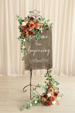 Deluxe Combo Set Flower Sign Decor in Sunset Terracotta