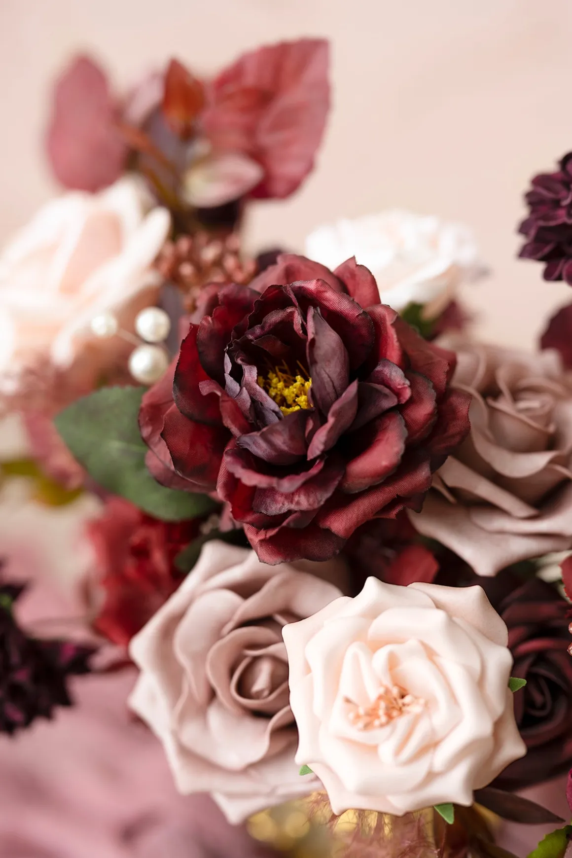 DIY Designer Flower Boxes in Burgundy & Dusty Rose