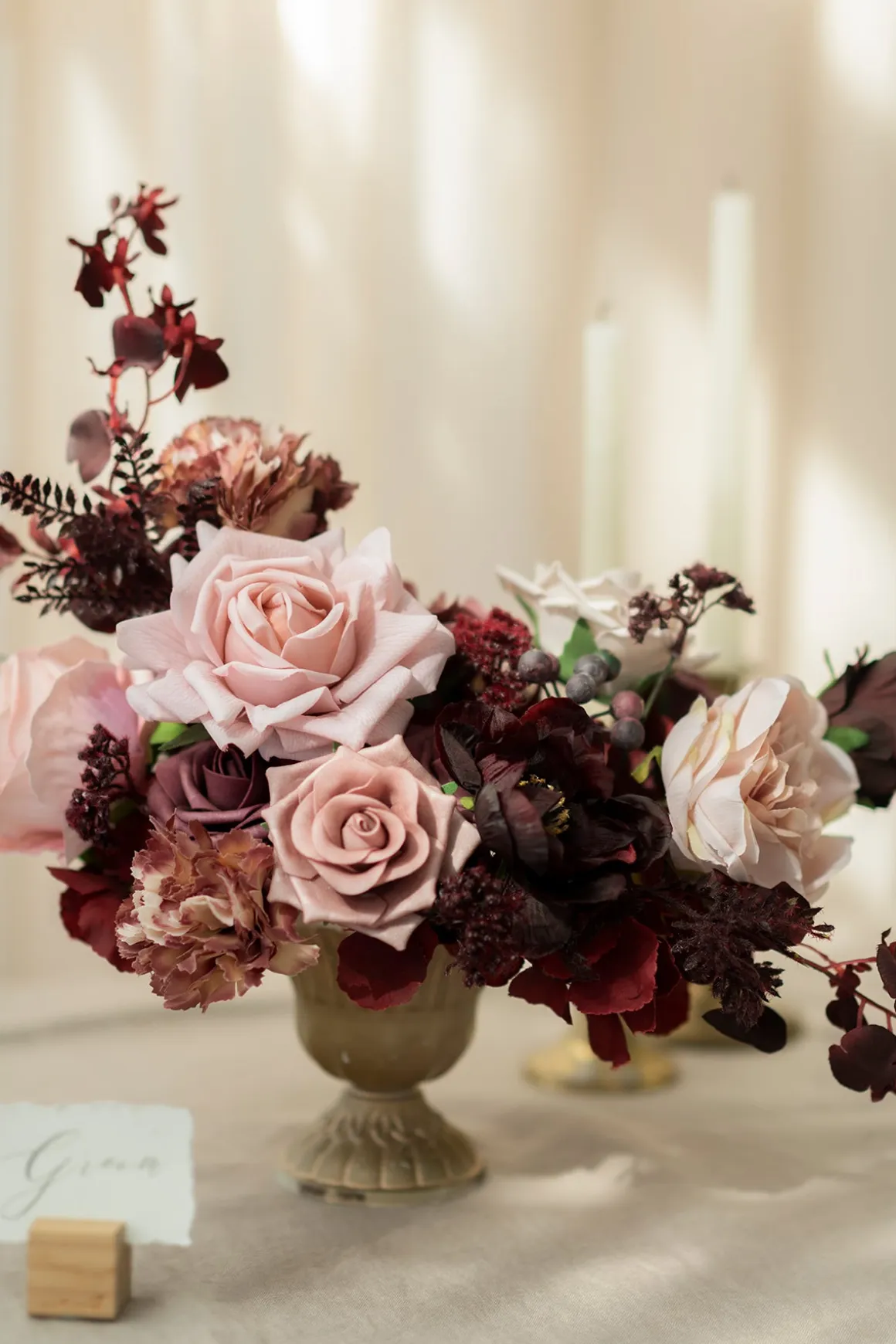 DIY Designer Flower Boxes in Burgundy & Dusty Rose