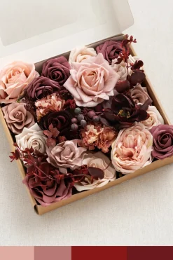 DIY Designer Flower Boxes in Burgundy & Dusty Rose