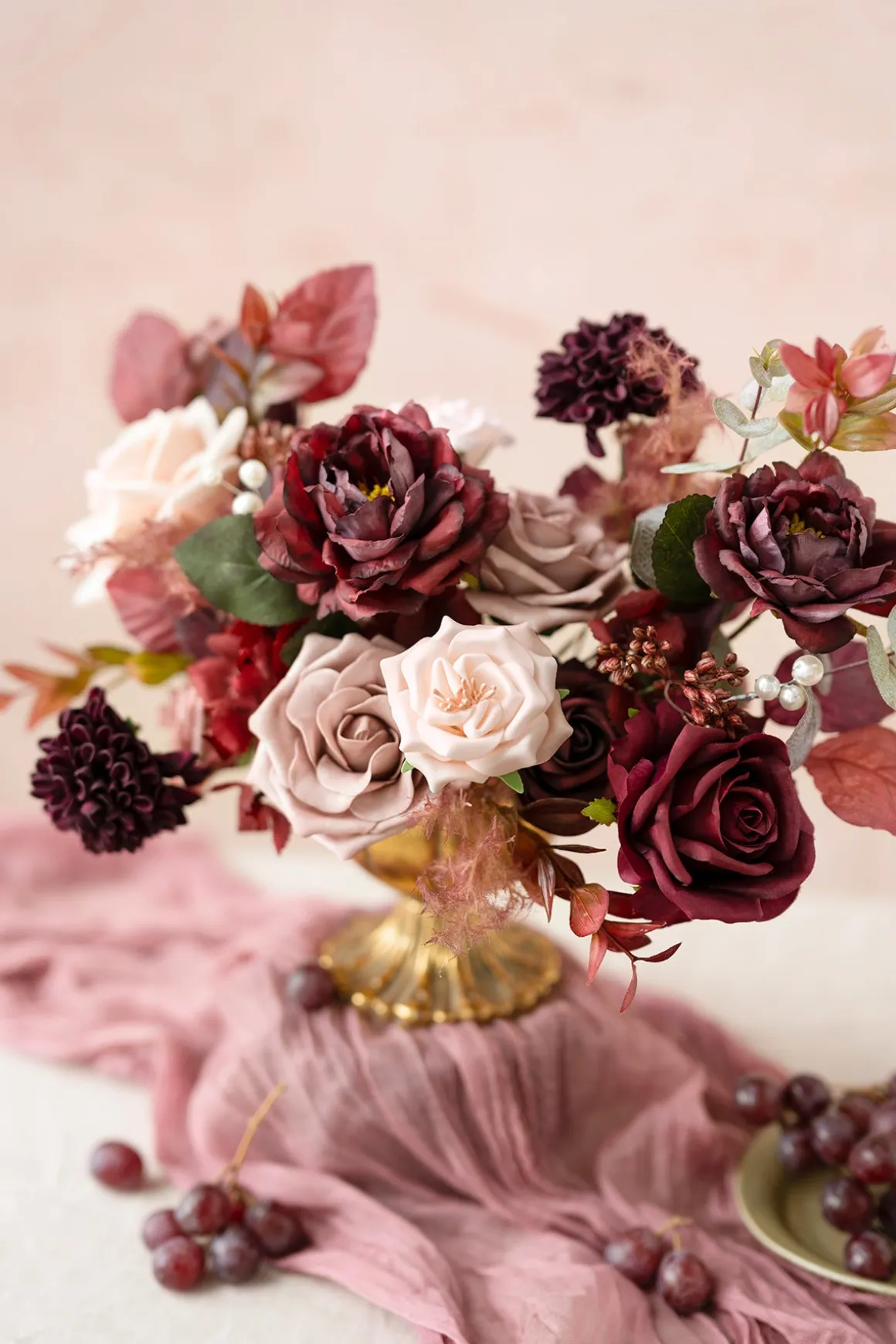 DIY Designer Flower Boxes in Burgundy & Dusty Rose