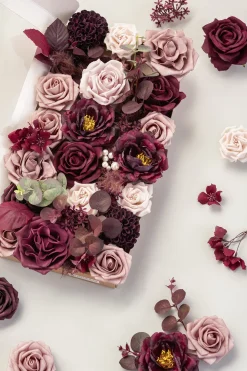 DIY Designer Flower Boxes in Burgundy & Dusty Rose