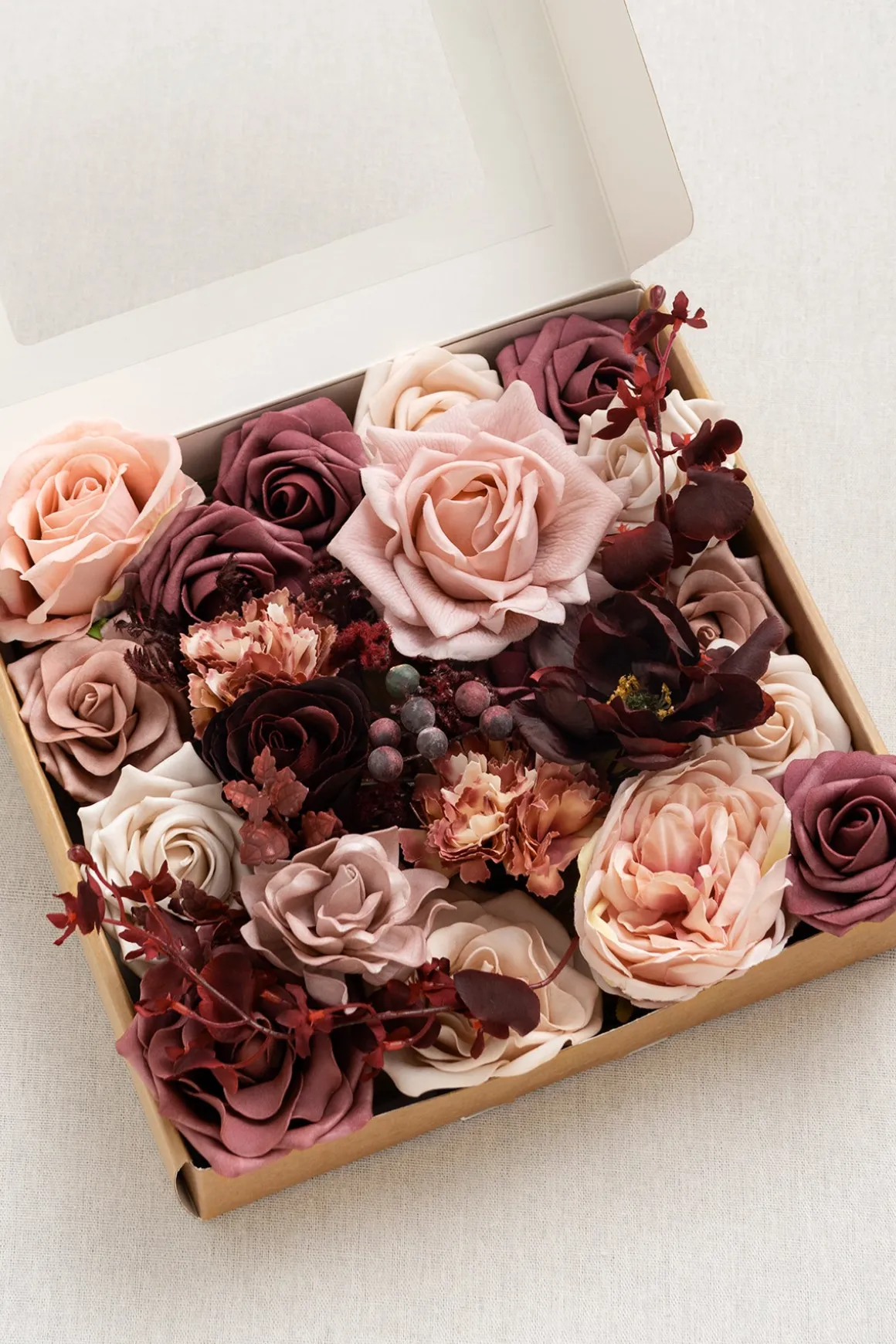DIY Designer Flower Boxes in Burgundy & Dusty Rose